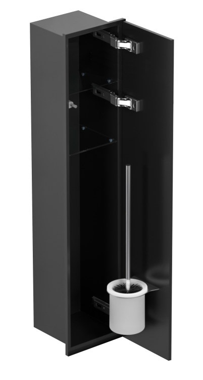 Do zabudowy kaflami schowek podtynkowy WC do szczotki i papieru toaletowego 18x80x15 cm MCJ stal nierdzewna lakierowana na czarno kołnierz typu Zero Z.PWAT WC LBL 800
