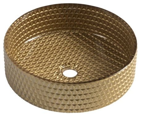 Przejdź do produktu MARAGUA grawerowana szklana umywalka nablatowa średnica 39,5cm, złoto