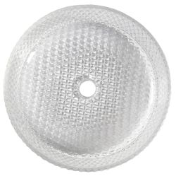 MARAGUA grawerowana szklana umywalka nablatowa Ø 39,5 cm, przezroczysta