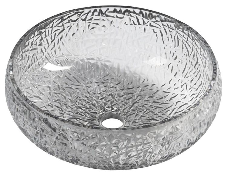 GAVIOTA grawerowana szklana umywalka nablatowa Ø 42 cm, czarna
