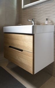 Zestaw łazienkowy MEDIENA 80, biały mat/dąb natural