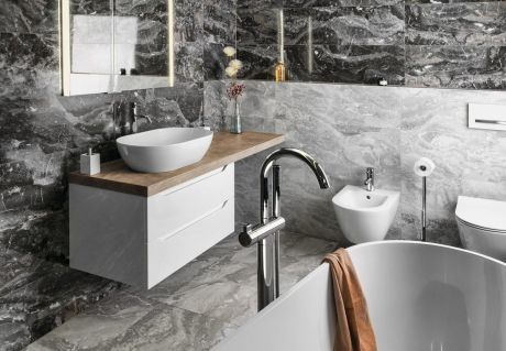 Przejdź do produktu WAVE 80 zestaw łazienkowy, biała/dąb Rover