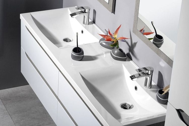 WAVE 150 zestaw łazienkowy, biała/dąb srebrnyr