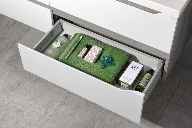 WAVE 150 zestaw łazienkowy, biała/dąb srebrnyr