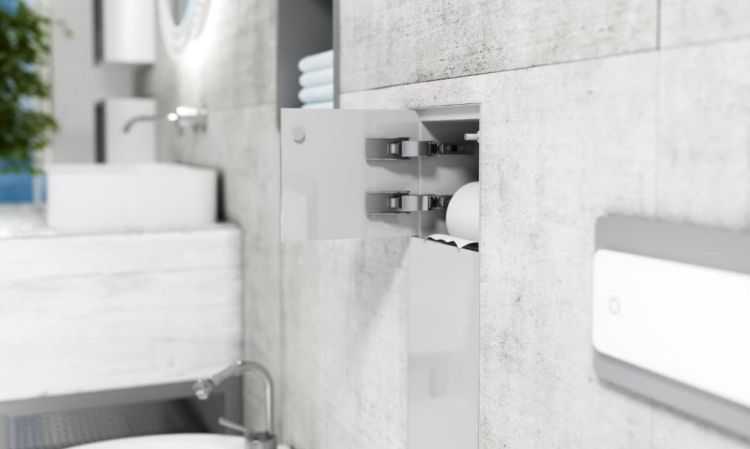 Do zabudowy kaflem schowek WC do szczotki i papieru toaletowego 18x83x16 cm MCJ stal lakierowana kołnierz typu Zero Z.PW2T WC 800