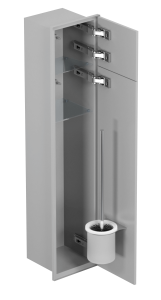 Do zabudowy kaflem schowek WC do szczotki i papieru toaletowego 18x83x16 cm MCJ stal lakierowana kołnierz typu Zero Z.PW2T LGR WC 800 szary