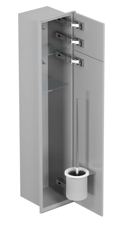 Do zabudowy kaflem schowek WC do szczotki i papieru toaletowego 18x83x16 cm MCJ stal lakierowana kołnierz typu Zero Z.PW2T LGR WC 800 szary