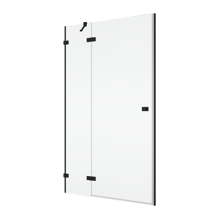 Drzwi prysznicowe 75 cm do wnęki czarny mat z elementem stałym i czarnym profilem SanSwiss Black Line Annea AN13WG0750607+V.ANE.06