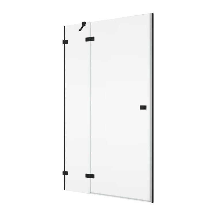 Drzwi prysznicowe 100 cm do wnęki z elementem stałym i czarnym profilem SanSwiss Black Line Annea AN13WG1000607+V.ANE.06