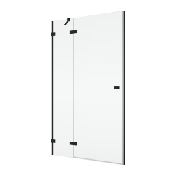 Drzwi prysznicowe 120 cm do wnęki z elementem stałym i czarnym profilem SanSwiss Black Line Annea AN13WG1200607+V.ANE.06