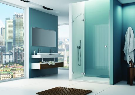 Przejdź do produktu Drzwi prysznicowe 90 cm do wnęki z elementem stałym SanSwiss Annea AN13WG0905007+V.ANE.50 srebrny połysk