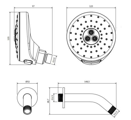 Przejdź do produktu DOUGLAS deszczownica z ramieniem, ø13 cm