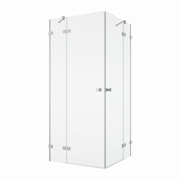 Kabina prysznicowa kwadratowa 80x80 cm ze srebrnymi profilami SanSwiss Annea AN13WG08005007+AN13WD08005007