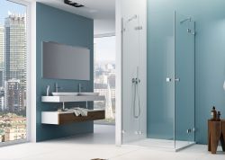 Kabina prysznicowa kwadratowa 90x90 cm ze srebrnymi profilami SanSwiss Annea AN13WG09005007+AN13WD09005007