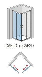 Kabina prysznicowa z drzwiami rozsuwanymi z elementem stałym i wejściem narożnym Sanswiss Cadura  CAE2G+CAE2D
