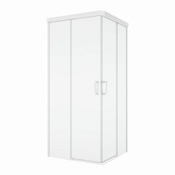 Biała kabina prysznicowa 75x75x200 cm z drzwiami rozsuwanymi z elementem stałym i wejściem narożnym Sanswiss Cadura White Line CAE2G0750907+CAE2D0750907 biały mat