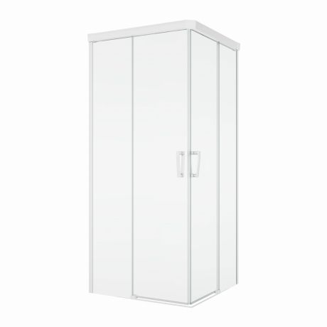 Przejdź do produktu Biała kabina prysznicowa 75x75x200 cm z drzwiami rozsuwanymi z elementem stałym i wejściem narożnym Sanswiss Cadura White Line CAE2G0750907+CAE2D0750907 biały mat