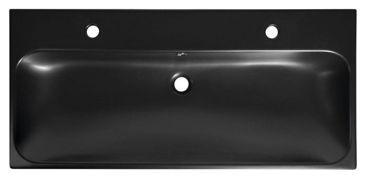 TORIDI umywalka ceramiczna 101x46,5cm, 2 otwory na baterię, czarny mat