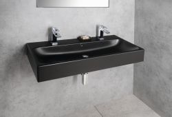 TORIDI umywalka ceramiczna 101x46,5cm, 2 otwory na baterię, czarny mat