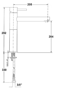 Bateria umywalkowa 29 cm wysoka stojąca na blacie Sapho Rhapsody 5502LL/S chrom