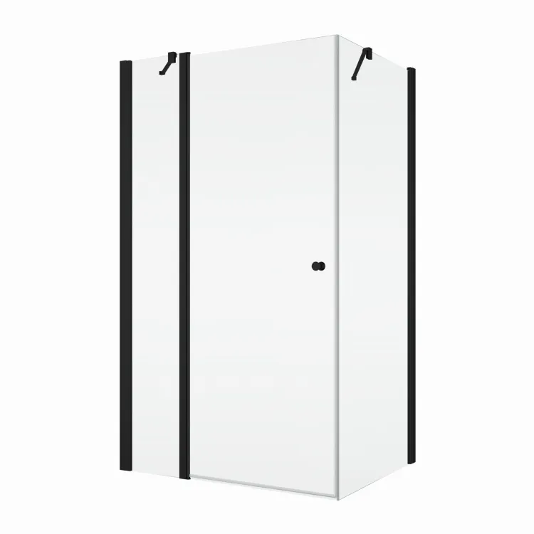 Kabina prysznicowa 100x70x200 cm z czarnymi, matowymi profilami SanSwiss Solino Black Line SOL1310000607+SOLT107000607+V3.SOL.06