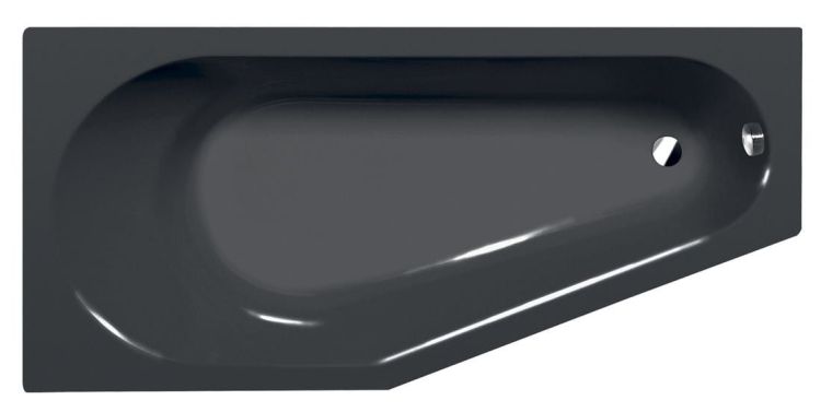 TIGRA L wanna asymetryczna 170x80x46cm, lewa, czarny mat