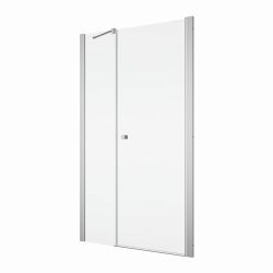 Drzwi prysznicowe 110 cm do wnęki dwuczęściowe z elementem stałym SanSwiss Solino SOL3111005007 srebrny połysk