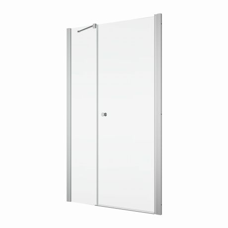 Przejdź do produktu Drzwi prysznicowe 120 cm do wnęki dwuczęściowe z elementem stałym SanSwiss Solino SOL3112005007 srebrny połysk