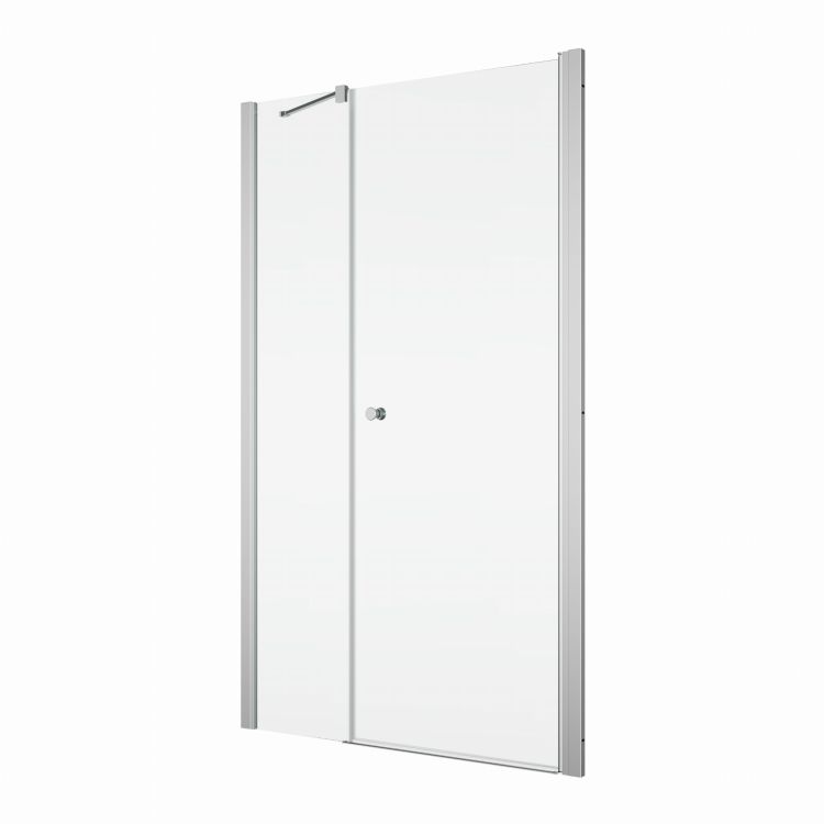 Drzwi prysznicowe 120 cm do wnęki dwuczęściowe z elementem stałym SanSwiss Solino SOL3112005007 srebrny połysk