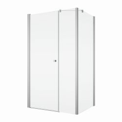 Kabina prysznicowa 90x90x200 cm z drzwiami otwieranymi w obie strony SanSwiss Solino SOL3109005007+SOLT309005007 srebrny połysk