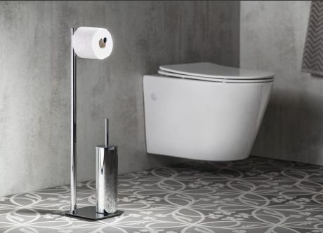Przejdź do produktu ARTU Stojak z wieszakiem na papier toaletowy oraz szczotką do WC, kwadratowy, chrom
