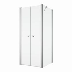 Kabina prysznicowa 75x75x200 cm z drzwiami otwieranymi w obie strony SanSwiss Solino SOL207505007+SOLT207505007 srebrny połysk