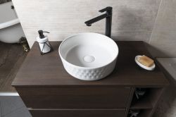 ROMBO umywalka ceramiczna nablatowa, średnica 36cm, biały