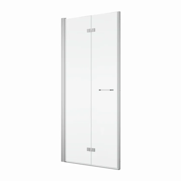 Drzwi prysznicowe 70 cm do wnęki dwuczęściowe składane SanSwiss Solino SOLF107005007+V.SOL.50 srebrny połysk