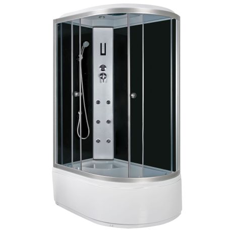 Przejdź do produktu Kabina półokrągła asymetryczna 120x80x220 cm Kerra Jukon z hydromasażem
