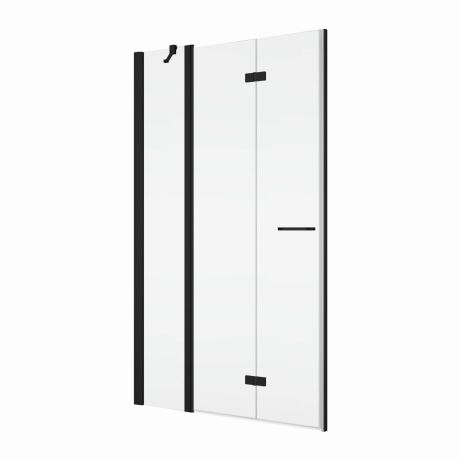 Przejdź do produktu Drzwi prysznicowe 140 cm do wnęki z czarnymi profilami, dwuczęściowe składane SanSwiss Solino BlackLine SOLF131400607+V.SOL.06 