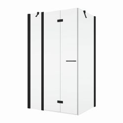 Kabina prysznicowa 100x100 cm z czarnymi profilami, dwuczęściowe składane SanSwiss Solino BlackLine SOLF131000607+SOLT110005007