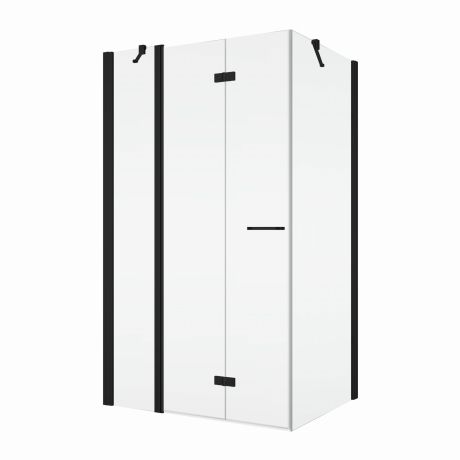 Przejdź do produktu Kabina prysznicowa 100x100 cm z czarnymi profilami, dwuczęściowe składane SanSwiss Solino BlackLine SOLF131000607+SOLT110005007