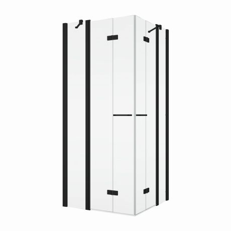Przejdź do produktu Kabina prysznicowa 140x140 cm z czarnymi profilami, dwuczęściowe składane SanSwiss Solino BlackLine SOLF131400607+SOLF131400607