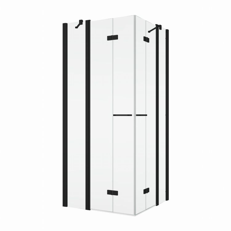 Kabina prysznicowa 140x140 cm z czarnymi profilami, dwuczęściowe składane SanSwiss Solino BlackLine SOLF131400607+SOLF131400607