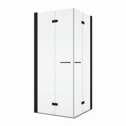 Kabina prysznicowa 90x90x200 cm z czarnymi profilami i drzwiami dwuczęściowymi, składanymi SanSwiss Solino BlackLine SOLF109000607+SOLF109000607