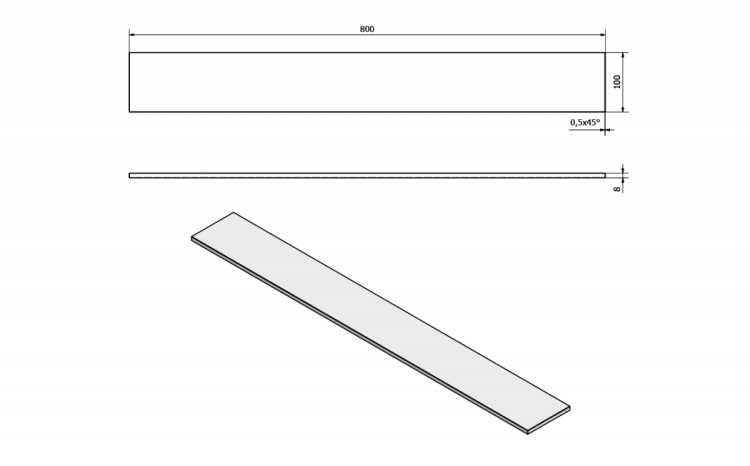 Półka szklana 800mm, chrom/szkło mleczne