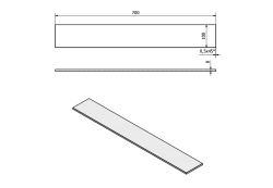 Półka szklana 700mm, chrom/szkło czyste