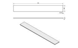 Półka szklana 800mm, chrom/szkło czyste