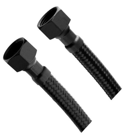 Przejdź do produktu Wąż przyłączeniowy nierdzewny FxF 3/8"x3/8", 60cm, czarny mat