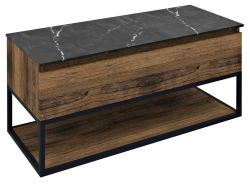 SKARA szafka pod umywalkę Rockstone 110x50x45cm, czarny mat/dąb collingwood/black attica