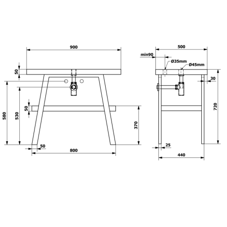 Przejdź do produktu TWIGA konsola pod umywalkę 90x72x50 cm, czarny mat/kamień łupany