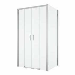 Kabina prysznicowa 140x140 cm z rozsuwanymi, 4-częściowymi drzwiami SanSwiss Top Line S TLS41405007+TOPF1405007 srebrny połysk
