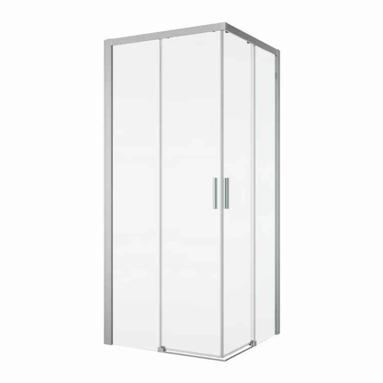 Kabina prysznicowa 80x75 cm z wejściem z narożnika i rozsuwanymi drzwiami SanSwiss Top Line S TLSG0805007+TLSD0755007 srebrny połysk