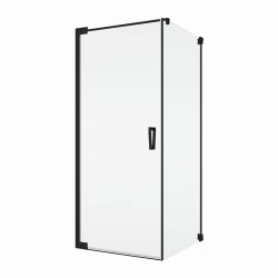 Czarna kabina prysznicowa z drzwiami wahadłowymi Sanswiss Cadura Black Line CA1CG+CAT1 czarny mat - drzwi lewe